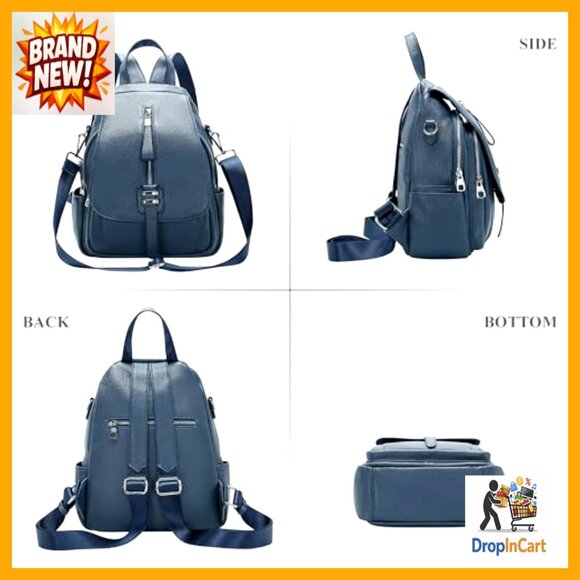 Genuine Leather Convertible Backpack Shoulder Bag Buckle Flap Daypack main image 5